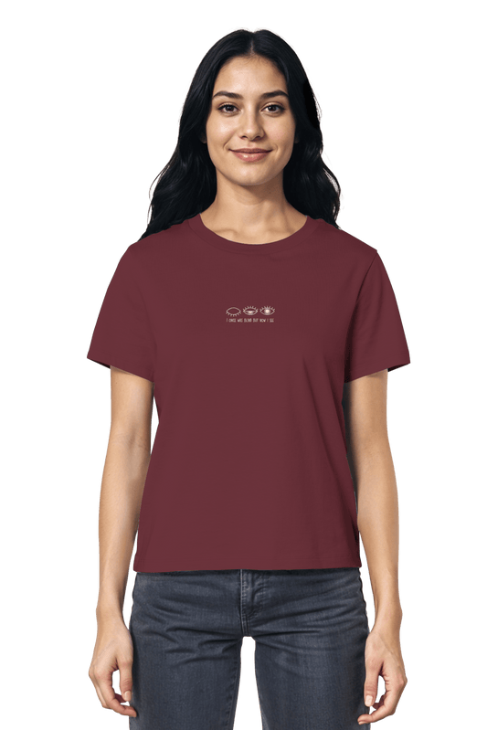 Minimalistisches Glaubens-T-Shirt aus nachhaltiger Produktion von Mission One More - I once was blind but now I see