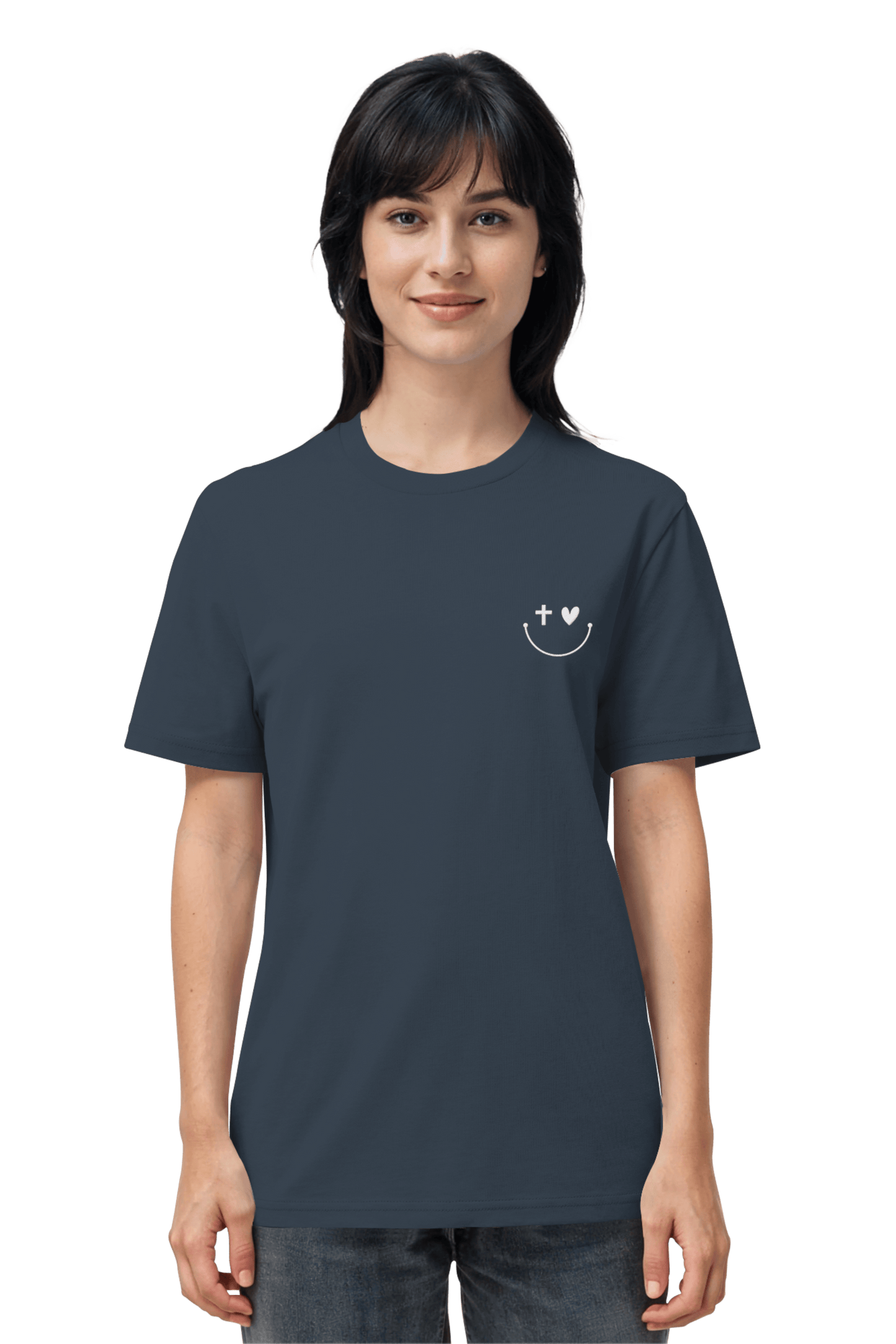 Mission One More ‚Smile‘ Cotton Shirt in grau minimalistisches & hochwertiges Stickdesign