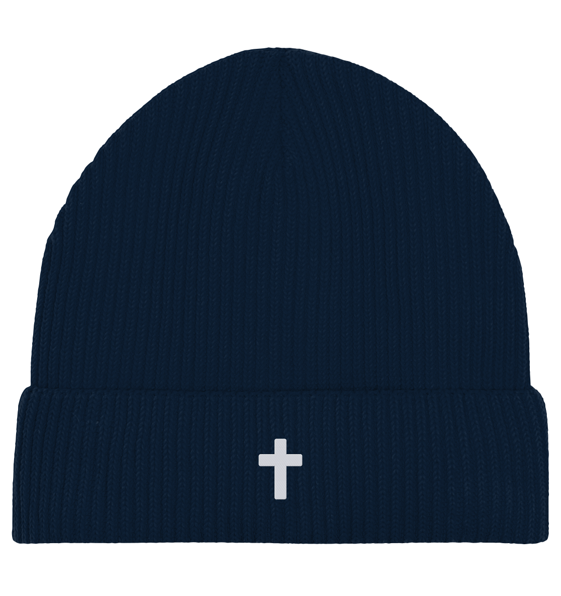 Produktbild Fisherman Beanie, Motiv Kreuz, Farbe French Navy