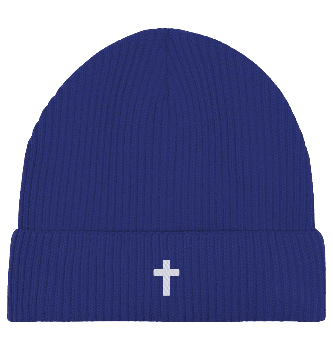 Produktbild Fisherman Beanie, Motiv Kreuz, Farbe Worker Blue