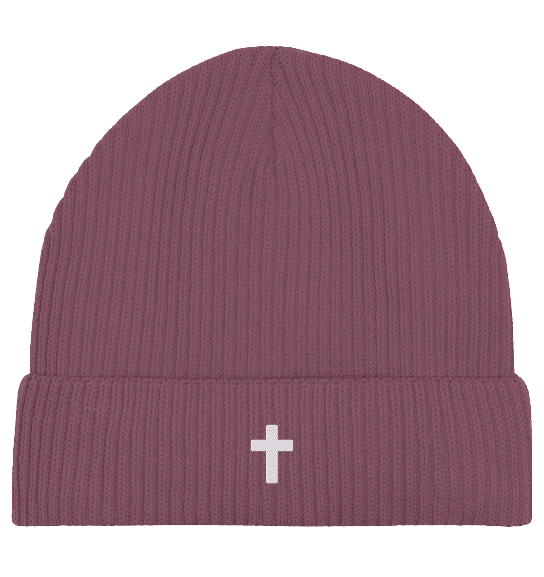 Produktbild Fisherman Beanie, Motiv Kreuz, Farbe Hibiscus Rose