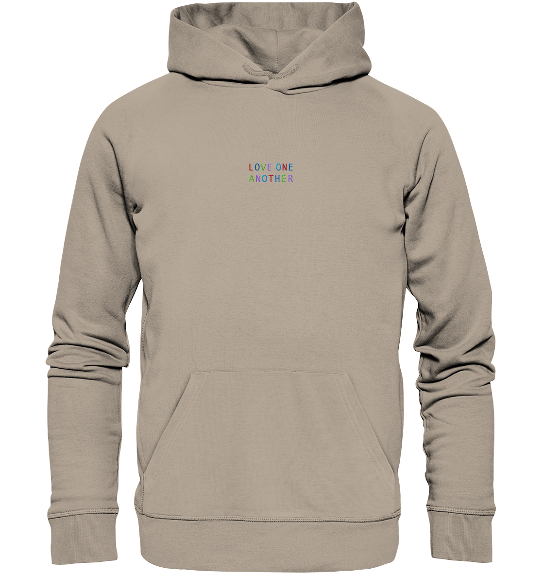 Produktbild Hoodie, Motiv Love One Another, Farbe Desert Dust
