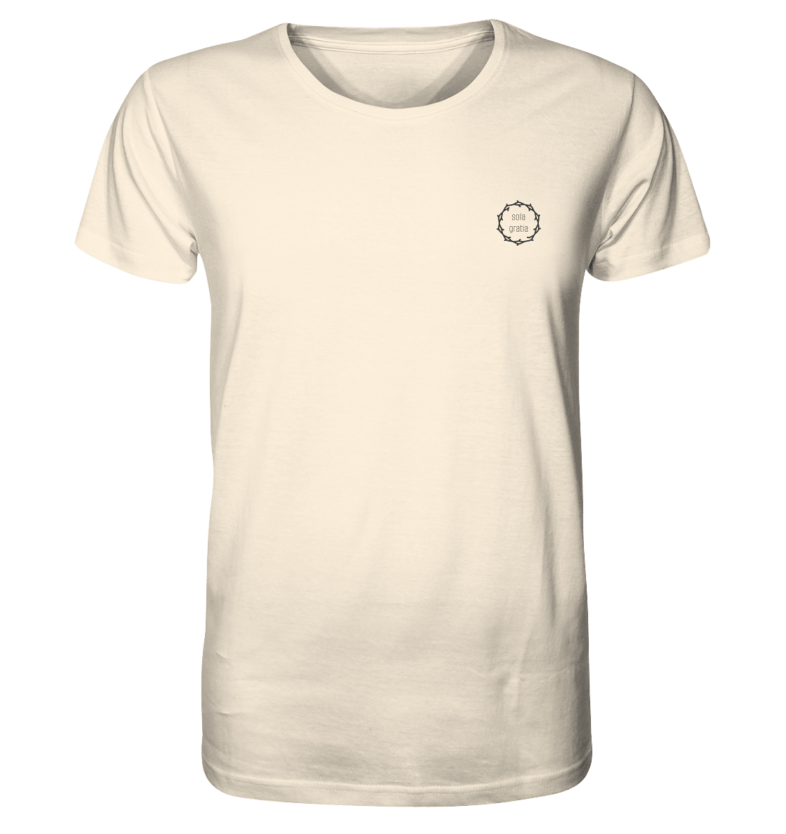 Produktbild T-Shirt, Motiv Sola Gratia, Farbe Natural Raw