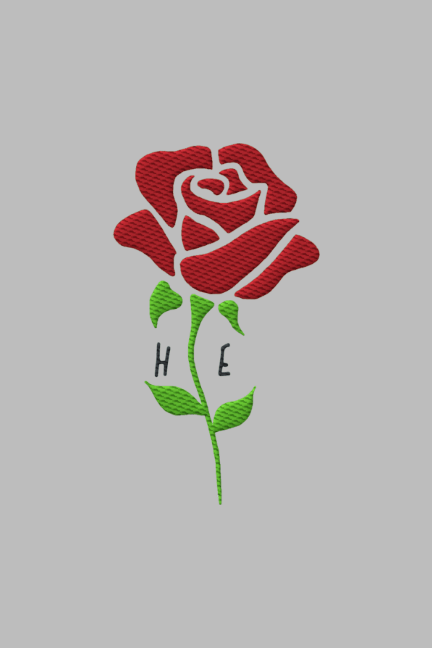 Stickmotiv He Rose in Nahaufnahme - faire, nachhaltige Kleidung aus Bio-Baumwolle von Mission One More