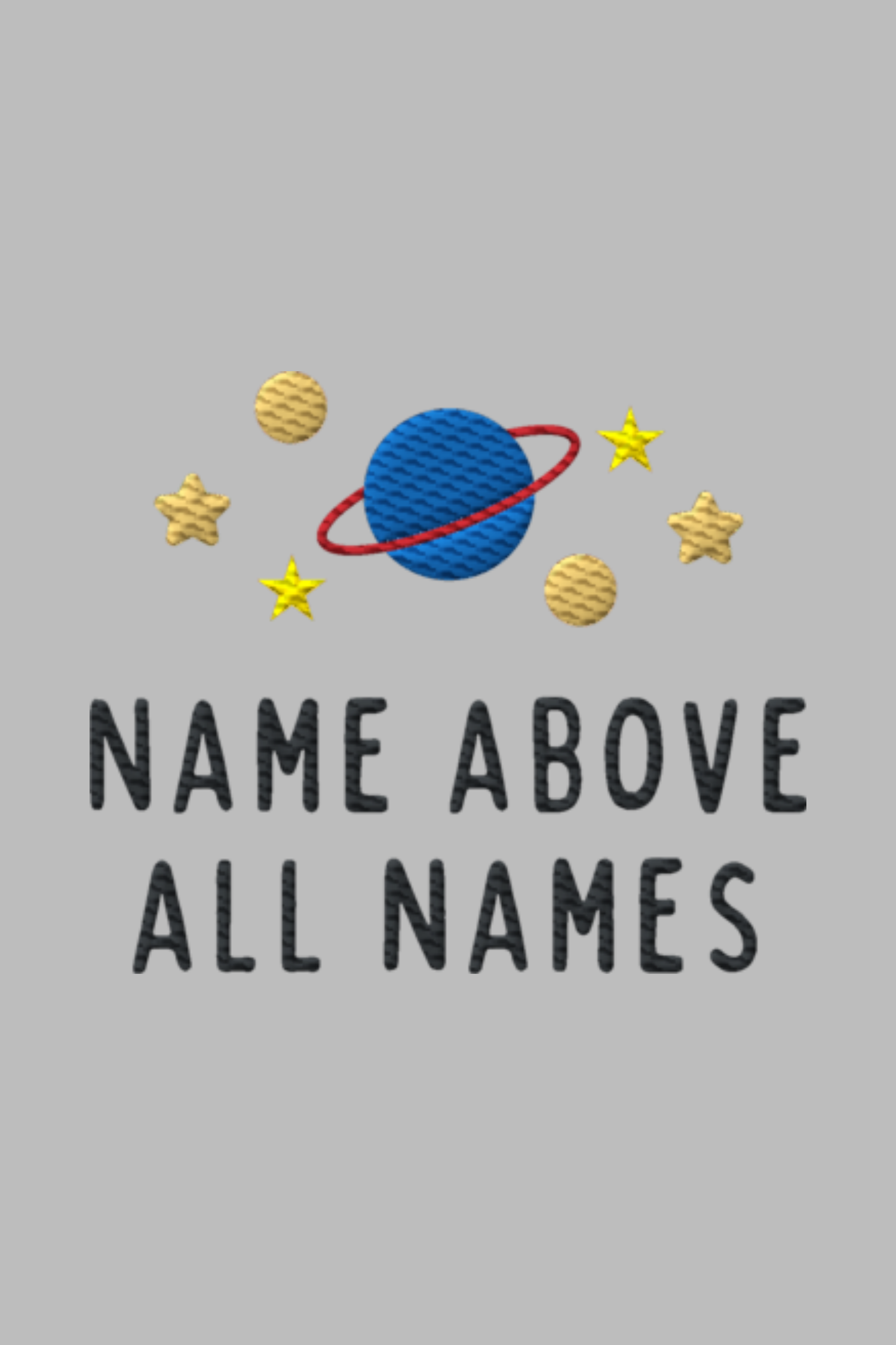 Stickmotiv Above all in Nahaufnahme - faire, nachhaltige Kleidung aus Bio-Baumwolle von Mission One More