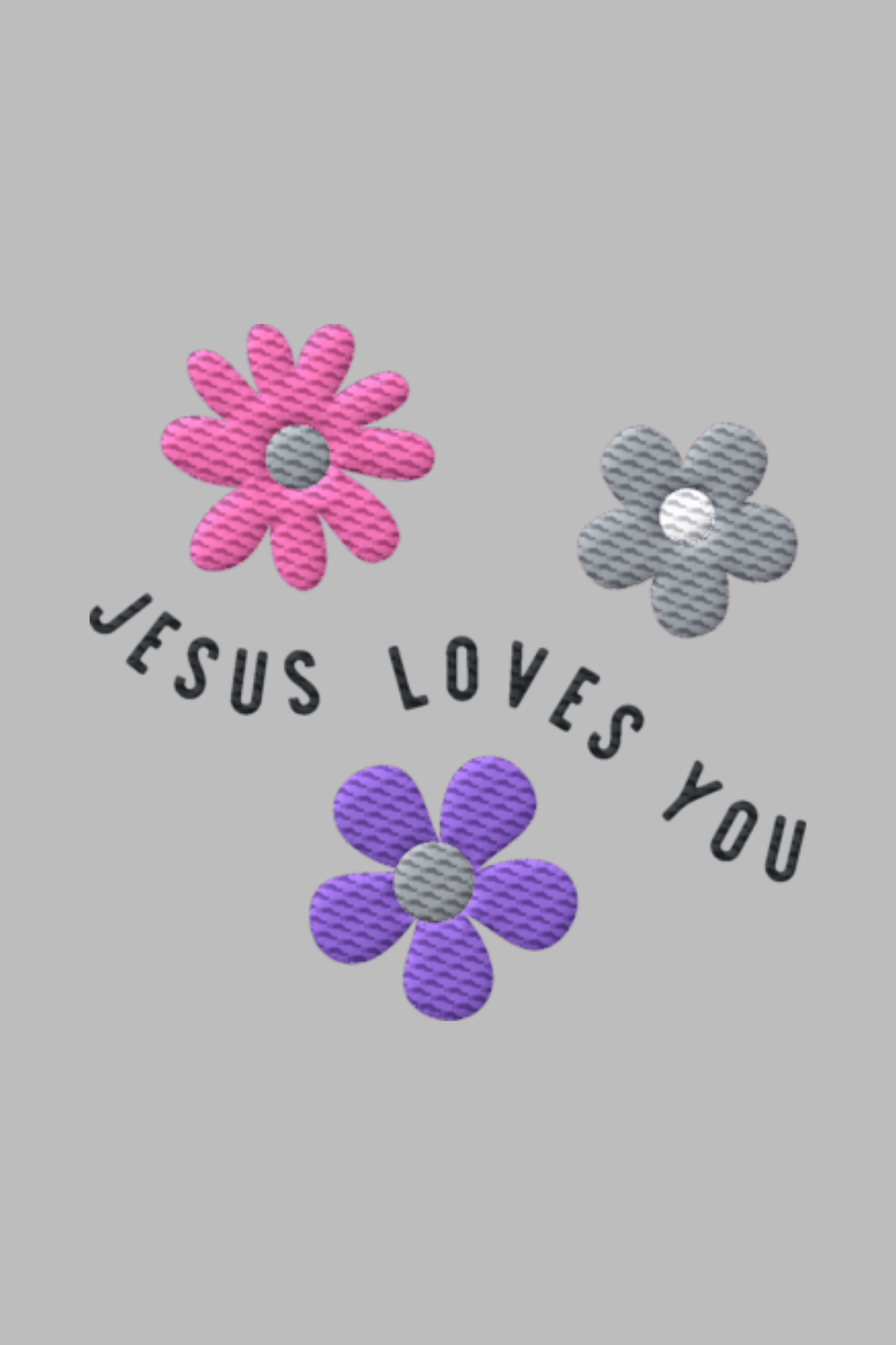 Stickmotiv Jesus loves You in Nahaufnahme - faire, nachhaltige Kleidung aus Bio-Baumwolle von Mission One More