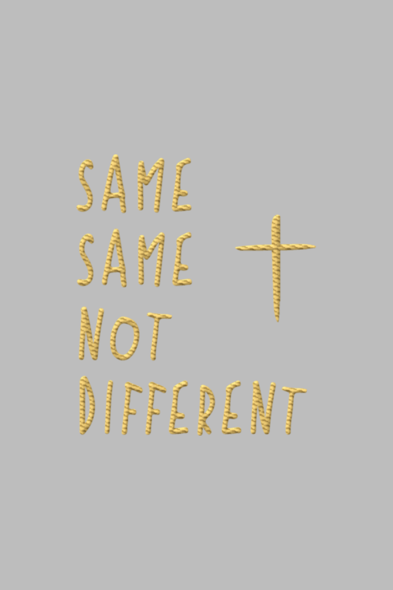 Stickmotiv Same Same not Different in Nahaufnahme - faire, nachhaltige Kleidung aus Bio-Baumwolle von Mission One More