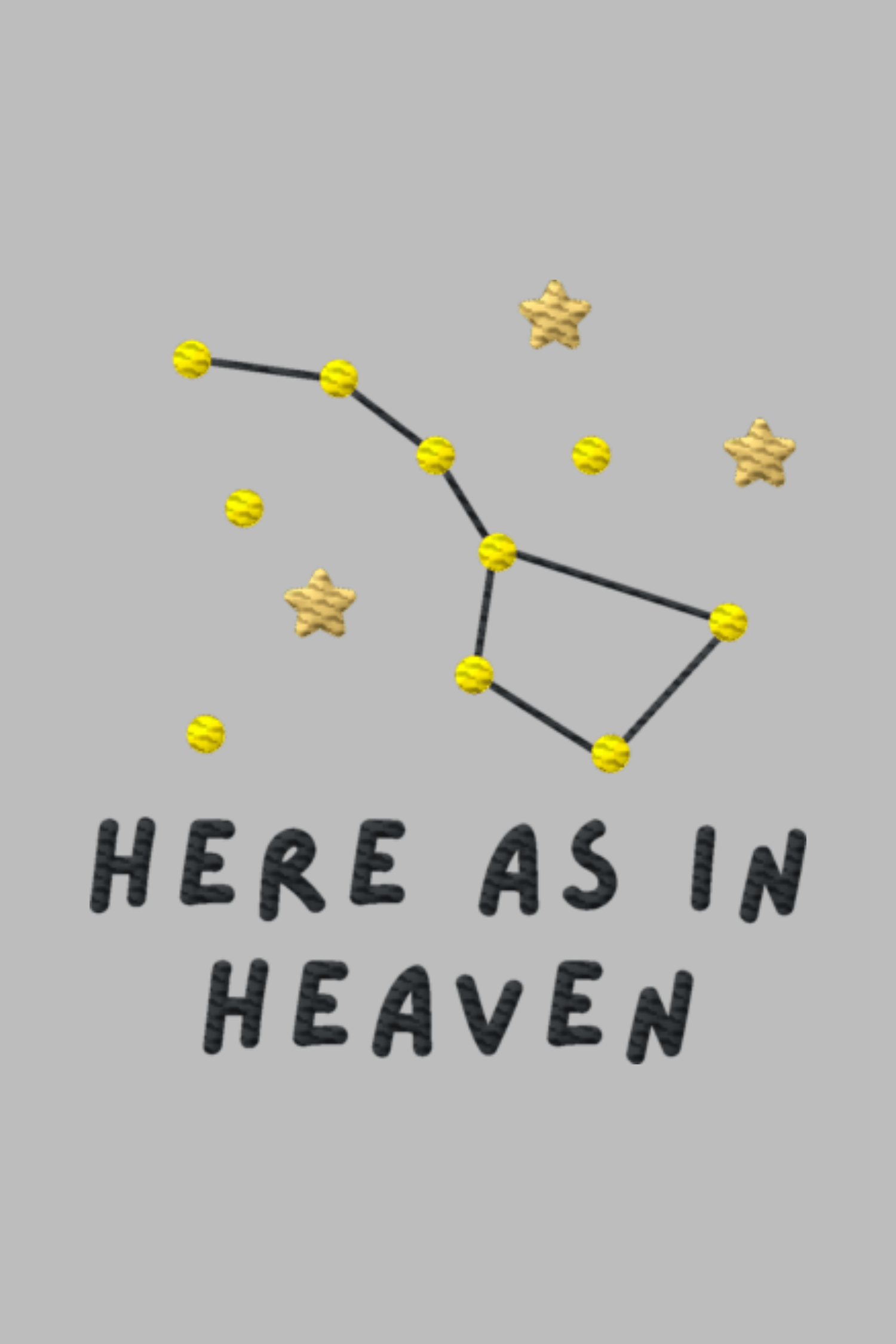 Stickmotiv Here as in Heaven in Nahaufnahme - faire, nachhaltige Kleidung aus Bio-Baumwolle von Mission One More