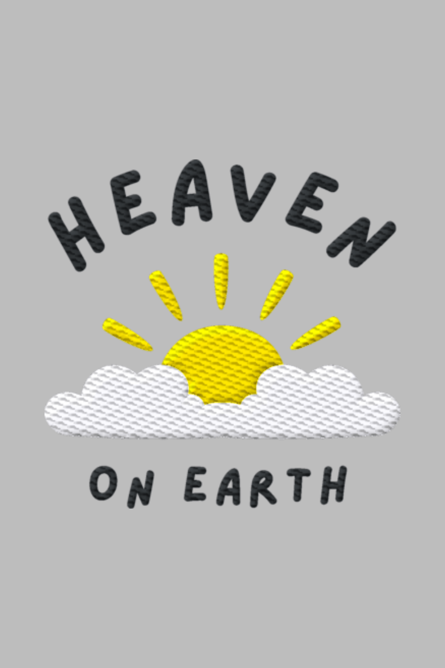 Stickmotiv Heaven on Earth in Nahaufnahme - faire, nachhaltige Kleidung aus Bio-Baumwolle von Mission One More