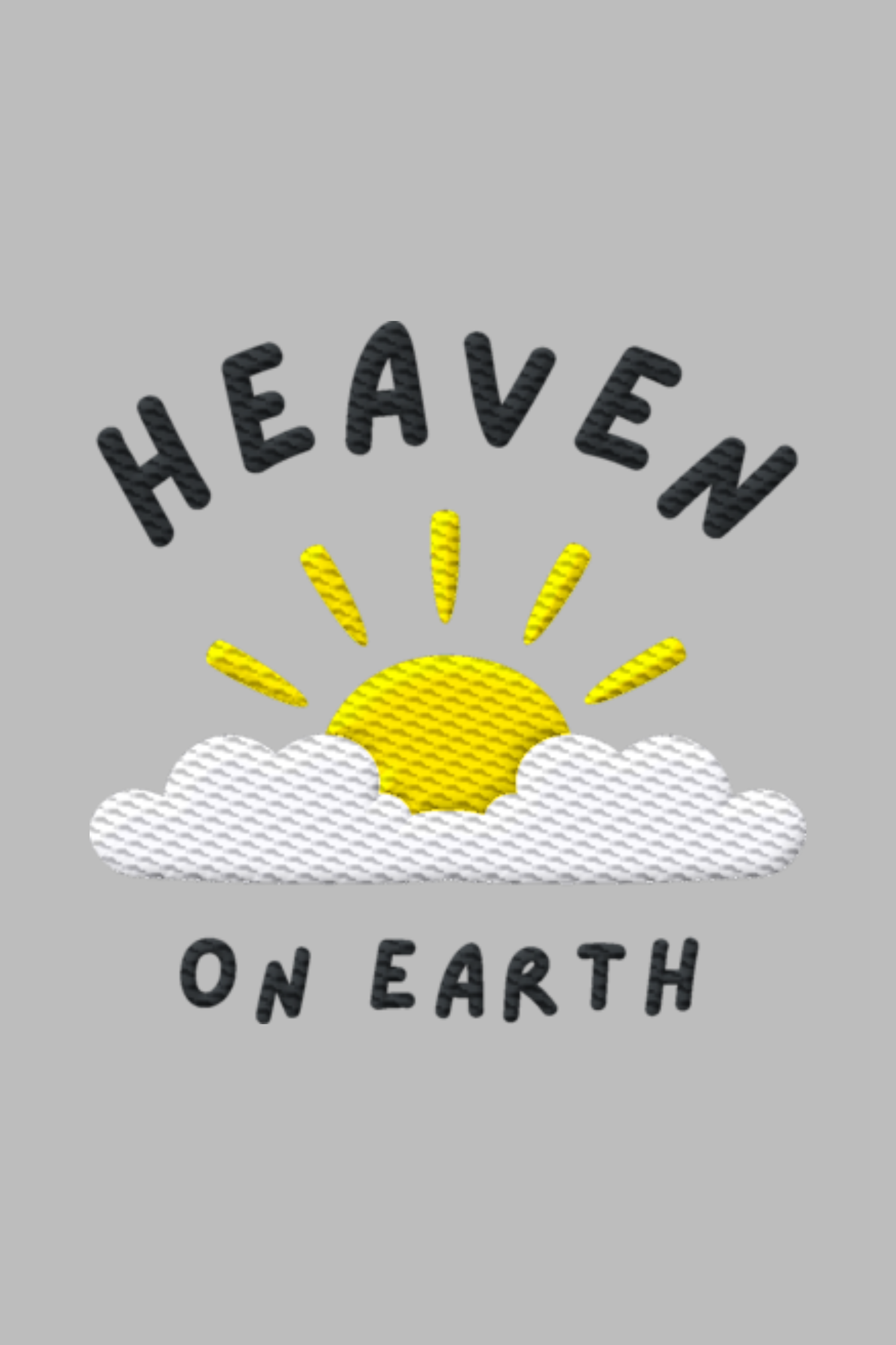 Stickmotiv Heaven on Earth in Nahaufnahme - faire, nachhaltige Kleidung aus Bio-Baumwolle von Mission One More