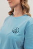 Model Nahaufnahme, Produkt T-Shirt, Motiv Church, Farbe Blue Soul