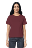 Burgundy Bio-T-Shirt mit kleinem Amen-Stickmotiv – schlichte Eleganz und gelebter Glaube in einem