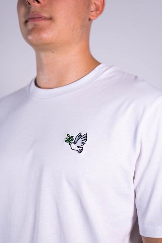 Model Nahaufnahme, Produkt T-Shirt, Motiv Frieden, Farbe White