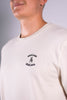 Model Nahaufnahme, Produkt T-Shirt, Motiv Shalom Shalom, Farbe Natural Raw