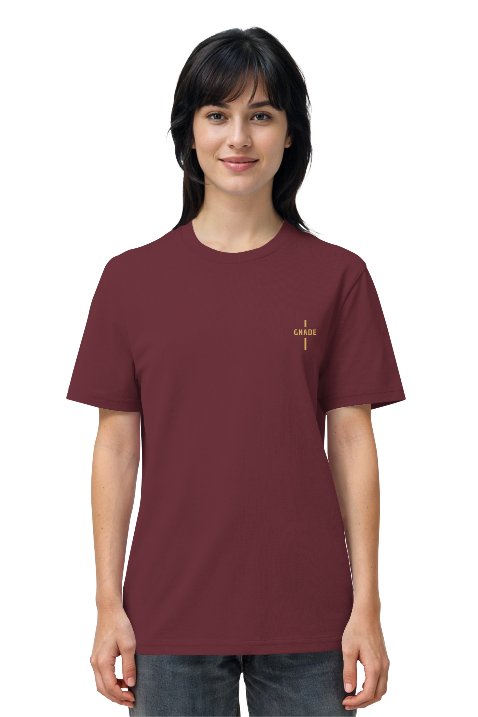 Mission One More Christliches Cotton Shirt Burgundy ‚Gnade‘ fair produziert