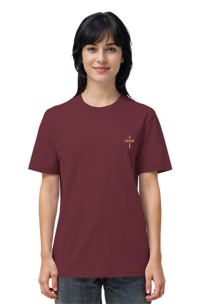 Mission One More Christliches Cotton Shirt Burgundy ‚Gnade‘ fair produziert