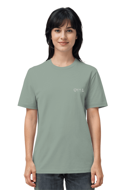 T-Shirt aus zertifizierter Bio-Baumwolle von Mission One More mit christlicher Botschaft Gospel in Aloe