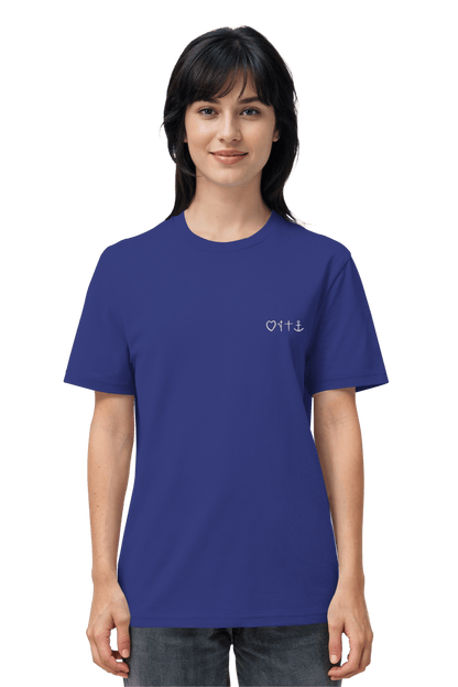 Worker Blue Fair-Fashion T-Shirt von Mission One More mit hochwertigem Gospel-Stick und nachhaltigen Materialien