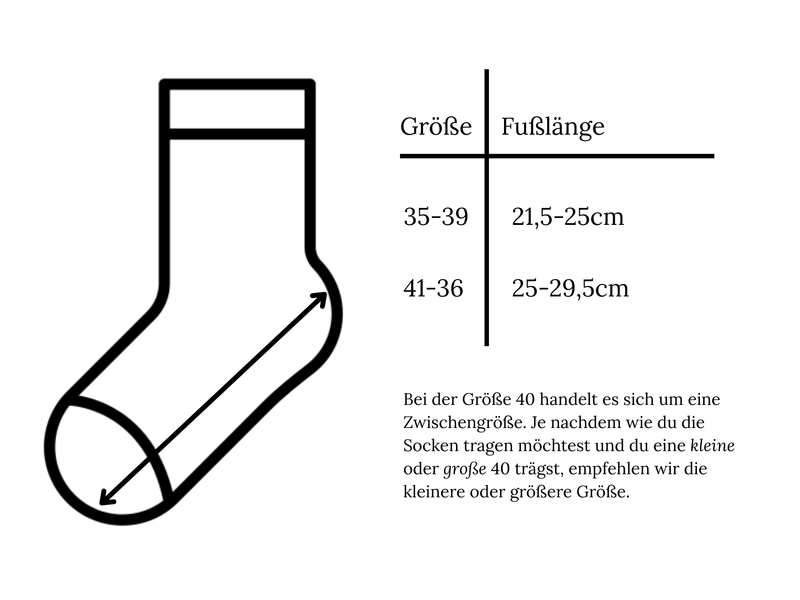 Love One Another - Organic Socken (Unisex) (Freunde) Größentabelle