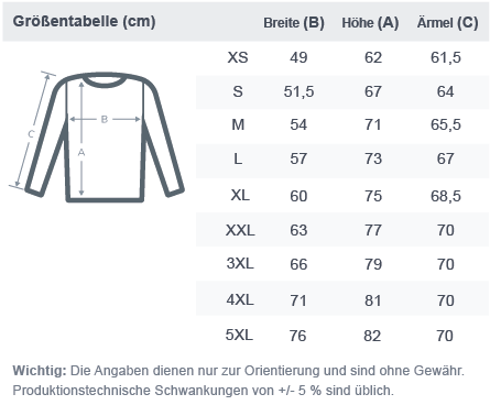 NEU: YHWH - Organic Sweatshirt (Unisex) Größentabelle