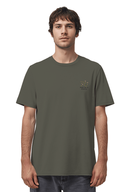 Mission One More Unisex Shirt Khaki ‚Here as in Heaven‘ nachhaltige christliche Mode