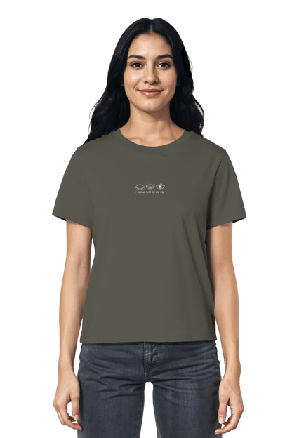 Kahki Mission One More T-Shirt mit minimalistischer christlicher Stickerei - I once was blind but now I see