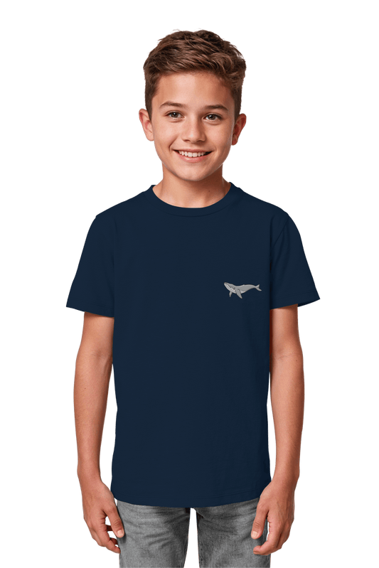 Christliches Bio-Baumwolle T-Shirt French Navy fuer Kinder mit dem Motiv Jonah faire Streatwear von Mission One More