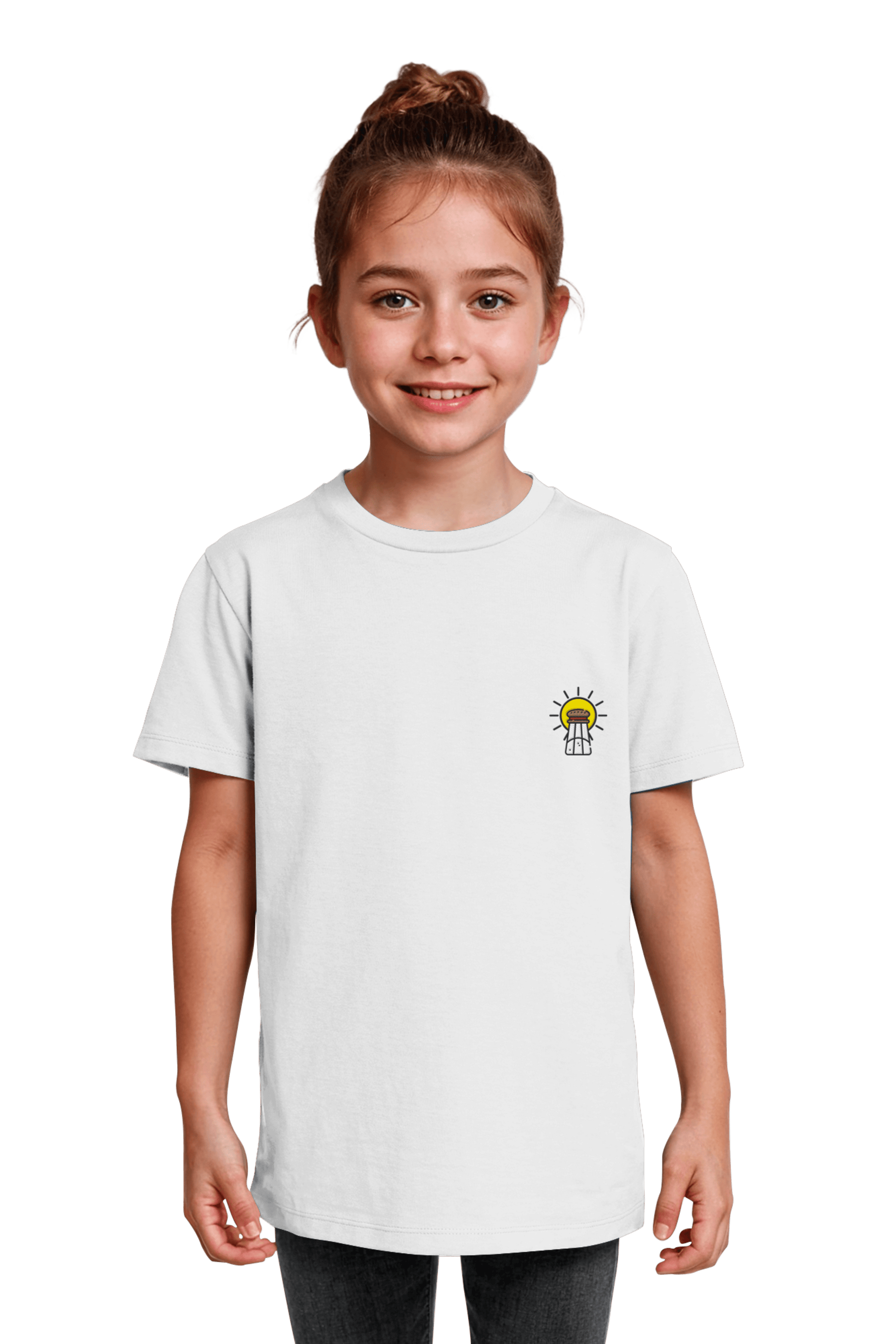 Bio-Baumwolle Streatwear fuer Kinder mit dem christlichen Motiv Licht und Salz in White fair produziert