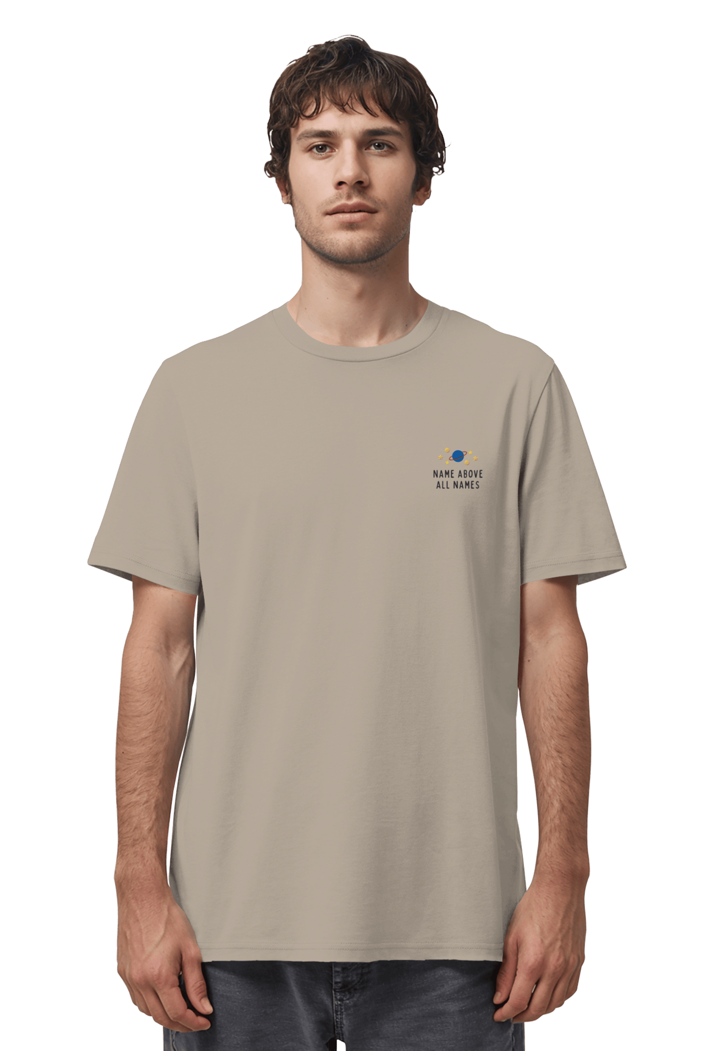 Mission One More Clean Design Shirt nachhaltige christliche Kleidung Name above all Names in Desert Dust