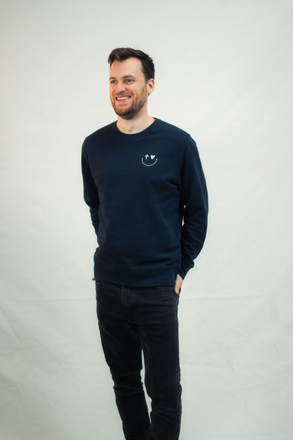 Mission One More Unisex Sweater ‚Smile‘ schlichtes Design, hochwertige Bio-Baumwolle