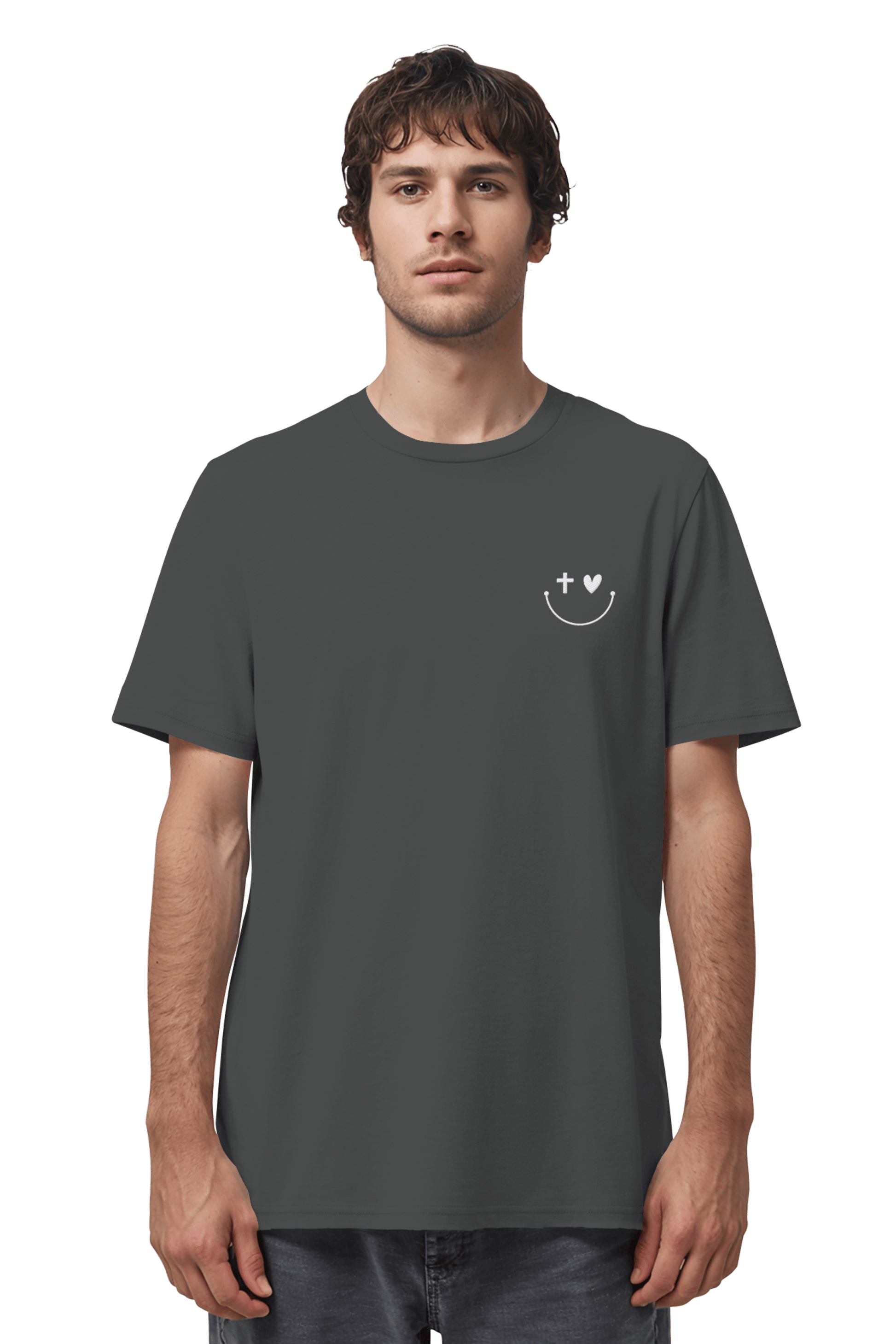 Mission One More ‚Smile‘ unisex T-Shirt in Anthracite aus Bio Baumwolle chistlich & nachhaltig