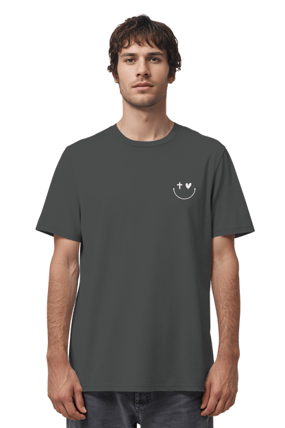 Mission One More ‚Smile‘ unisex T-Shirt in Anthracite aus Bio Baumwolle chistlich & nachhaltig
