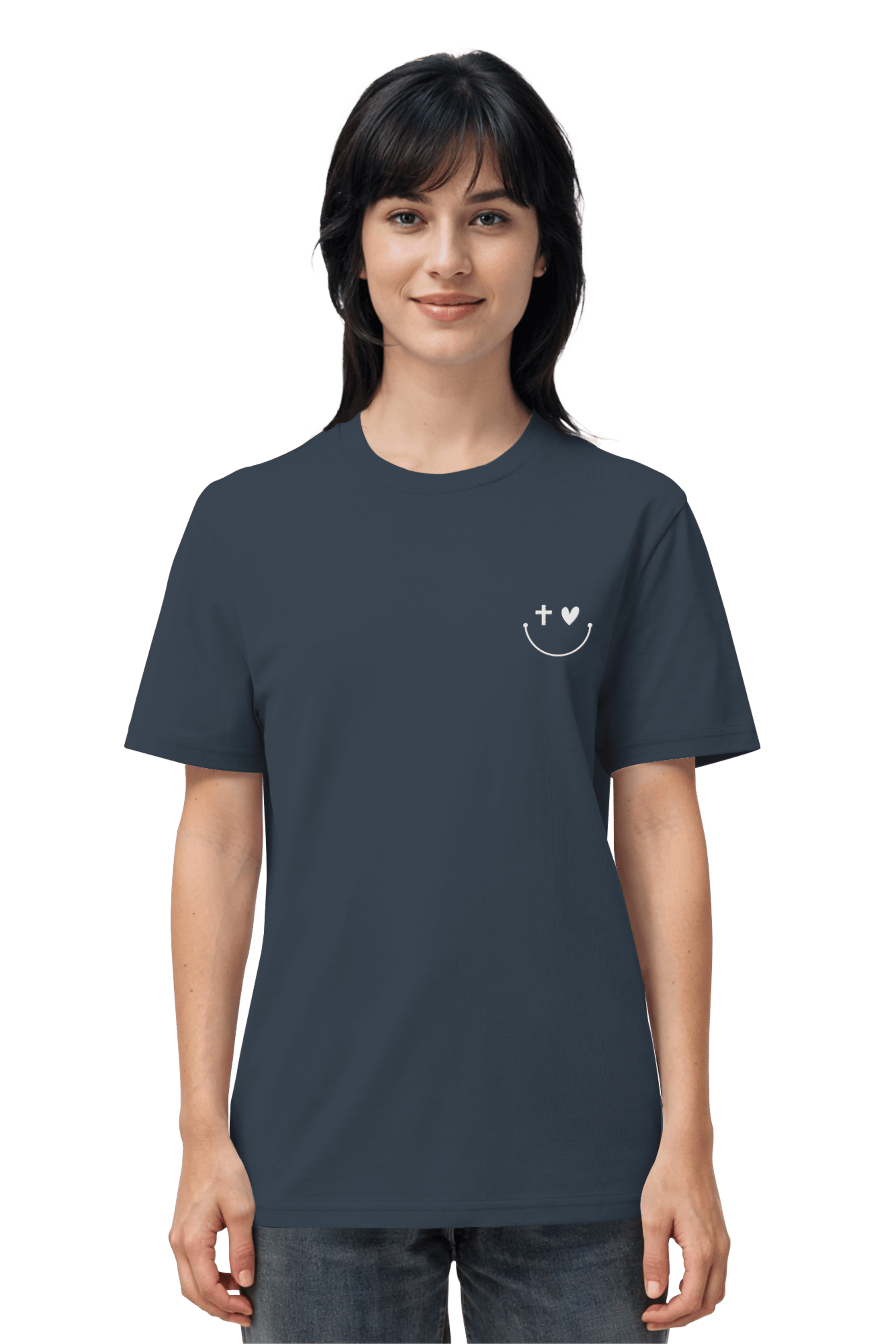 Mission One More ‚Smile‘ Cotton Shirt in grau minimalistisches & hochwertiges Stickdesign