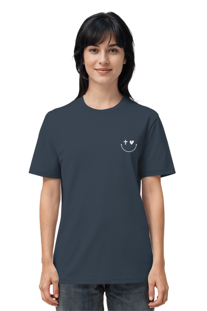 Mission One More ‚Smile‘ Cotton Shirt in grau minimalistisches & hochwertiges Stickdesign