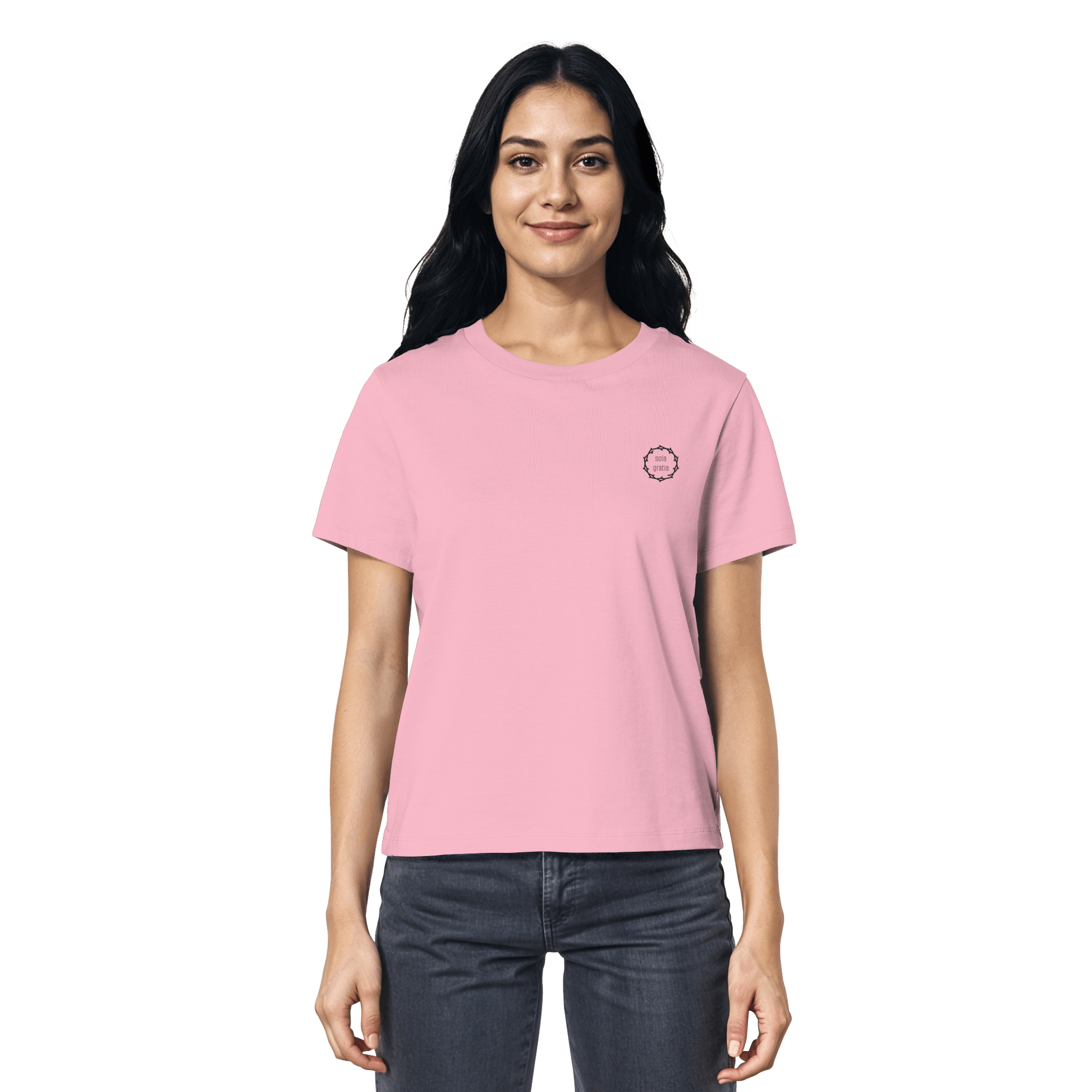 Mission One More nachhaltiges Shirt aus Bio-Baumwolle – christliche Kleidung mit cleanem Design Sola Gratia in Pink