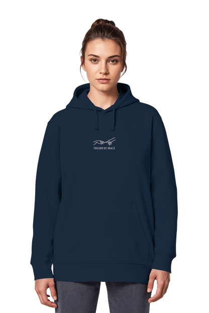 Mission One More ‚Touched by Grace‘ christlicher Unisex Hoodie in blau fair produziert