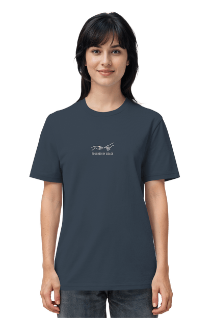 Mission One More Premium Organic Shirt weiche Baumwollqualität fair gefertigt - Stickmotiv Touched by Grace