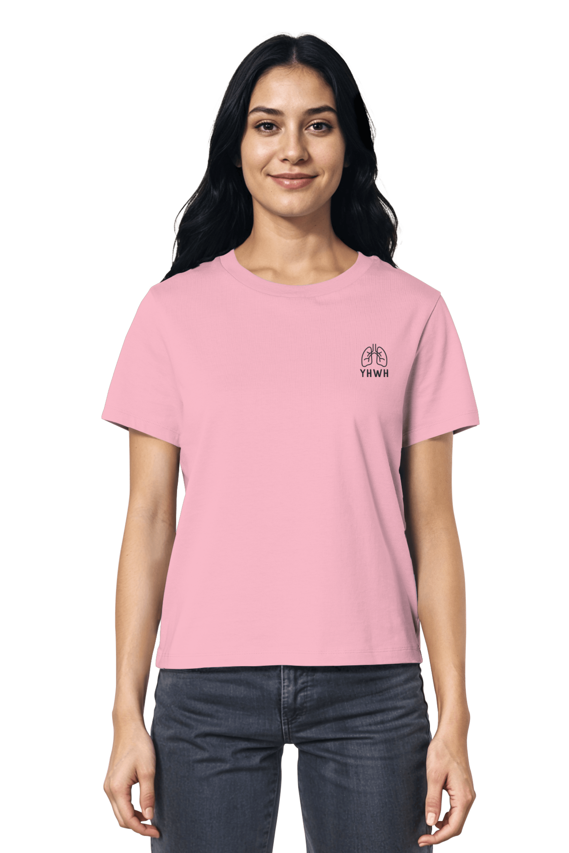 Mission One More ‚YHWH‘ Cotton T-Shirt für Frauen in Pink nachhaltig hergestellt