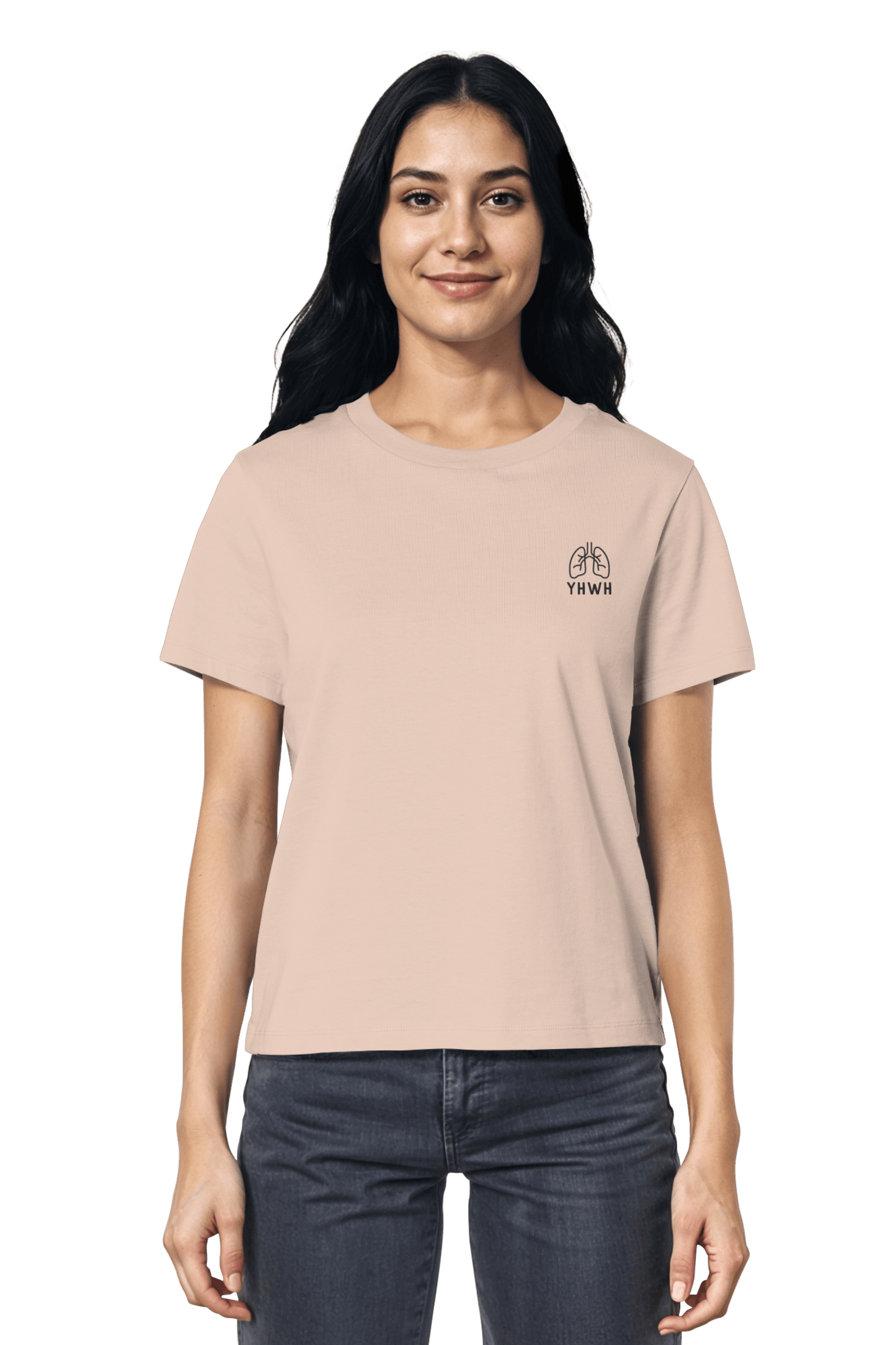 Mission One More ‚YHWH‘ Bio Cotton Shirt für Frauen in Farbe Fraiche Peche nachhaltig hergestellt