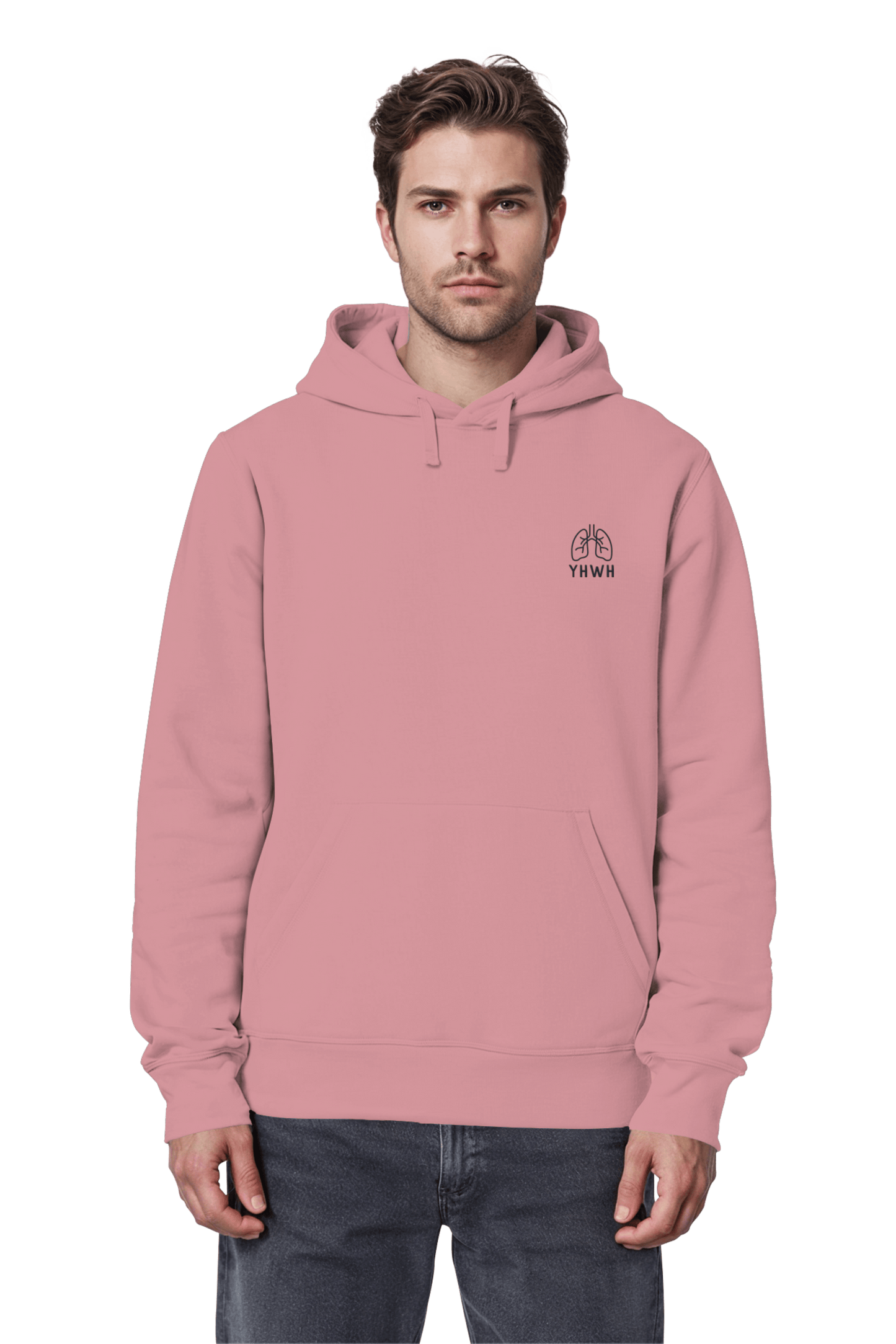 Mission One More ‚YHWH‘ Unisex Hoodie in Pink fair produziert