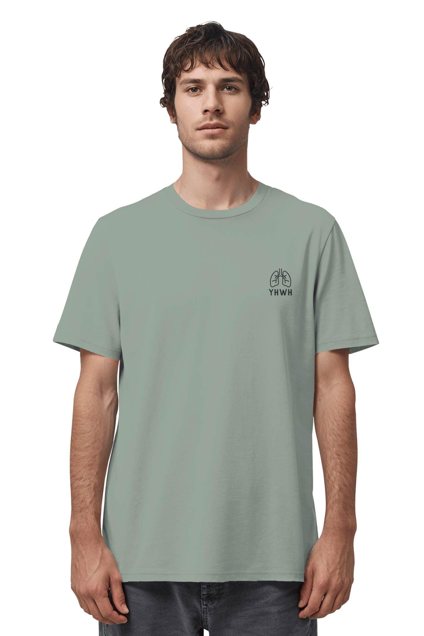 Mission One More ‚YHWH‘ Organic Cotton Unisex Shirt in Aloe mit christlicher Botschaft