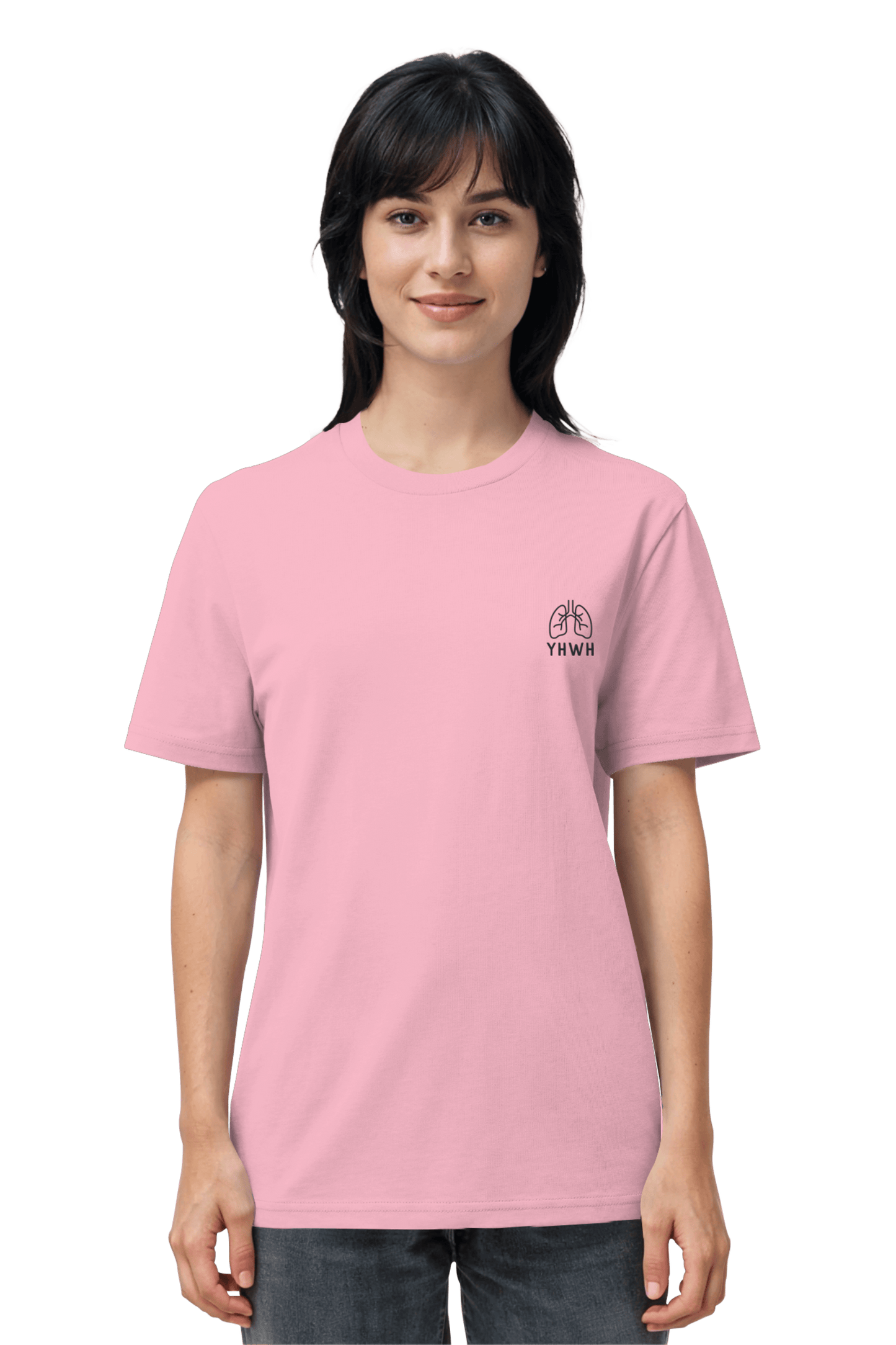 Mission One More ‚YHWH‘ Organic Shirt Pink minimalistisches Stickmotiv mit Bedeutung