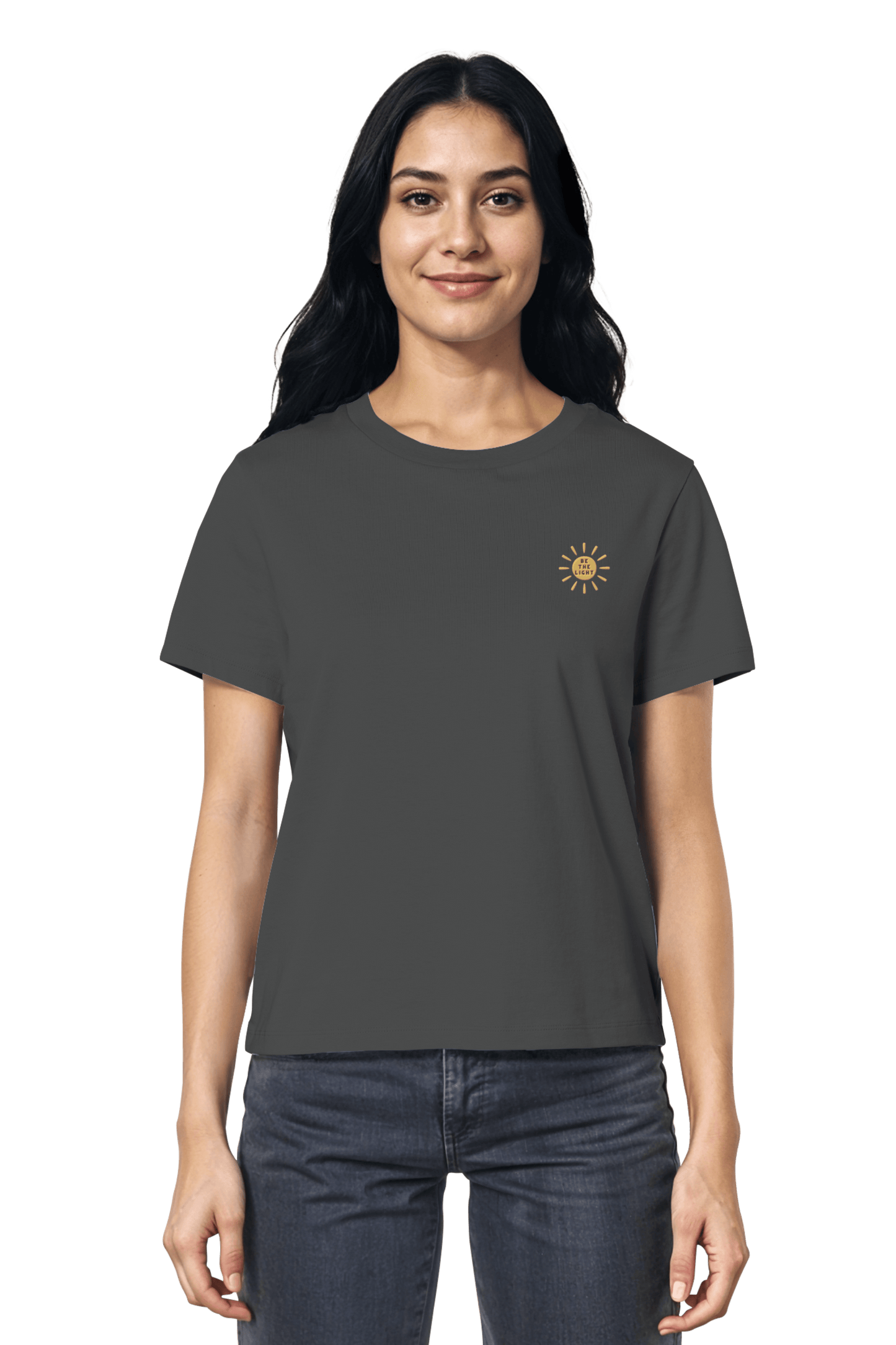Umweltbewusstes Shirt in Anthracite mit feinem Be The Light-Stick – Mission One More vereint Nachhaltigkeit und Glaube