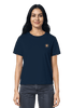 Bio-zertifiziertes Damen-T-Shirt French Navy mit minimalistischer Stickerei – fair, glaubensstark und stylisch