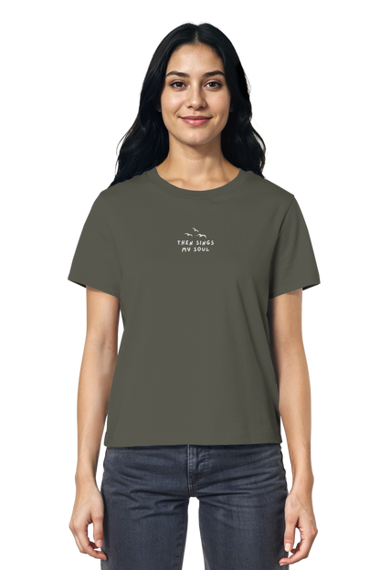Mission One More ‚Then sings my Soul‘ T-Shirt für Frauen in Khaki minimalistisch, nachhaltig & christlich