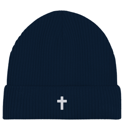 Produktbild Fisherman Beanie, Motiv Kreuz, Farbe French Navy