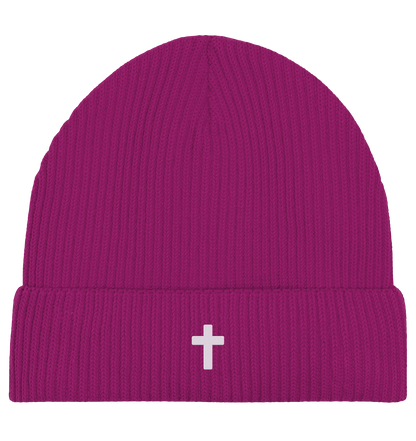 Produktbild Fisherman Beanie, Motiv Kreuz, Farbe Orchid Flower