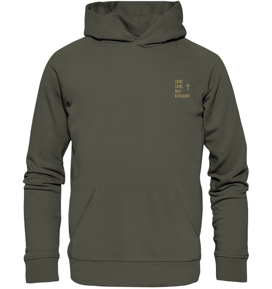 Produktbild Hoodie, Motiv Same Same not Different, Farbe Khaki