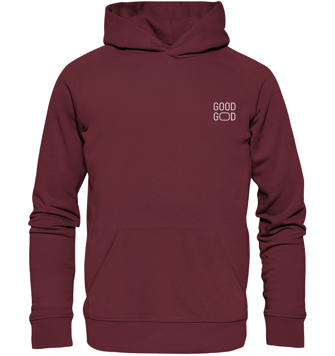 Produktbild Hoodie, Motiv Good God, Farbe Burgundy