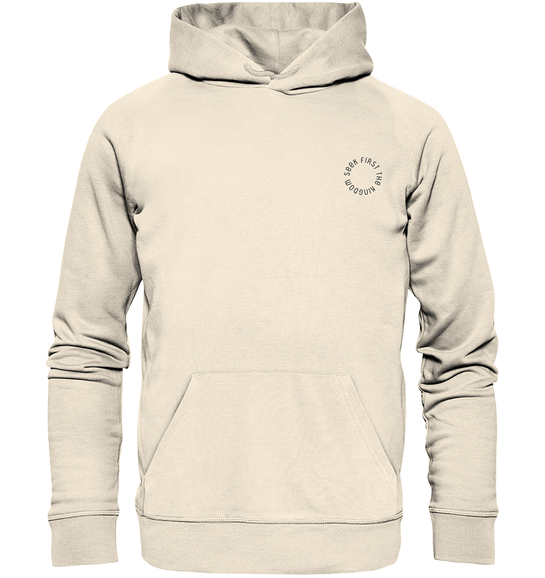 Produktbild Hoodie, Motiv Seek First The Kingdom, Farbe Natural Raw